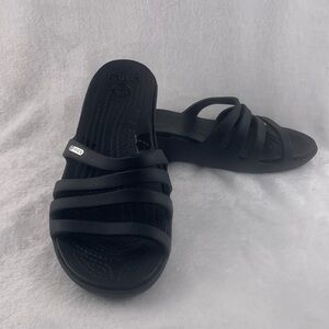 Crocs Rhonda Wedge Sandals Slip-On Strappy Slides Open Toe Black Women's Size 10